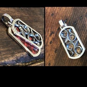 Solid 925 Sterling Silver & Leather Double Pendant